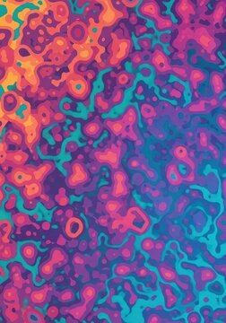 A colorful abstract visual texture with swirling, irregular forms. This energetic, maximalist design provides a striking, dynamic, and funky aesthetic, decoration, chaotic, aesthetic