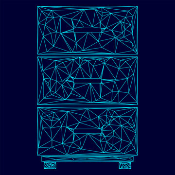 Cabinet low poly triangulation triangulated polygonal electric cyan blue vibrant aqua neon color outline contour line