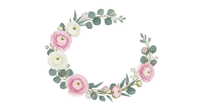 Floral Wreath with Pink Roses.