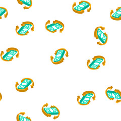 Fototapeta premium money banknote circle arrows isometric seamless pattern. money banknote circle arrows sign illustration
