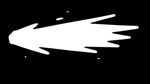 Dynamic white splashes with sharp edges spread across a black background. Spark and flash overlay effect in Full HD.