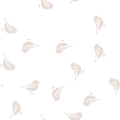 Obraz premium wren bird glyph vector seamless pattern. wren bird signthin illustration