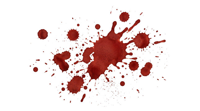 Horror Splatter Blood splatter isolated on transparent dry red paint drop stain abstract color liquid splash creative halloween horror crime scene design element AI generated