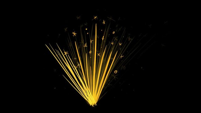 Simple yellow sparks in a 2D style on a black background. Dynamic stock effect in Full HD.