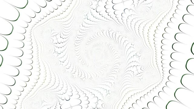 A complex geometric fractal continuously morphs through intricate patterns creating a mesmerizing visual journey of repeating shapes that unfold with seamless grace and mathematical elegance.