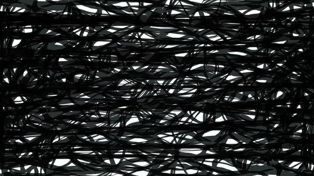 Black roots spread across a white background in Full HD. Scene transition with a mysterious web and slime. Creeping horror substance.