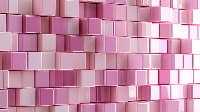 Abstract pink cube pattern background, a modern 3d design with glossy blocks, creating a vibrant and stylish visual texture