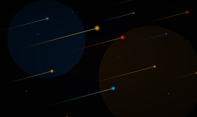Abstract space vector background with shooting stars and cosmic spheres for modern web banner © Hamida Akhter Sumi