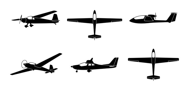 Aircraft Silhouettes: Diverse Aviation Vector Icons for Flight and Travel Graphics
