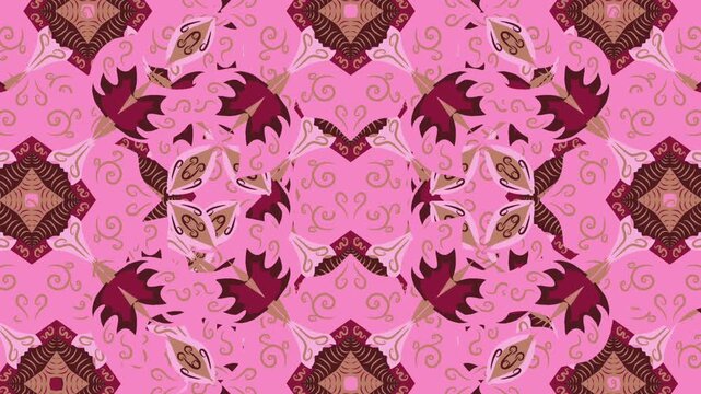 Seamless looping pink mandala pattern animation with smooth breathing scale effect, 60fps.