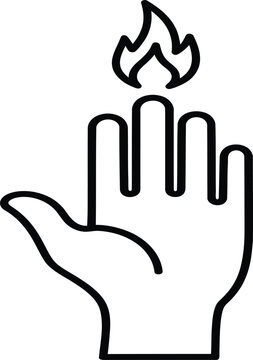 Hand with flame icon symbol of power and danger