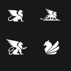 Naklejka premium Griffin Logo Set Mythical Creature Symbol Design Collection