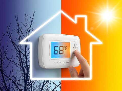 Thermostat allows user to regulate home heating and air conditioning for optimal energy efficiency.