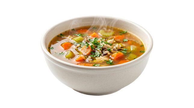 Hot Soup Culinary Bowl a bowl of soup with separated from white and transparent background Perfect exact visual clone of a bowl of soup with separated from white and transparent background