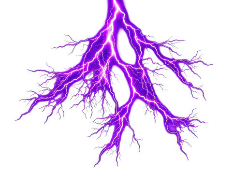 Bright purple lightning bolt striking down with electric energy and glow effects