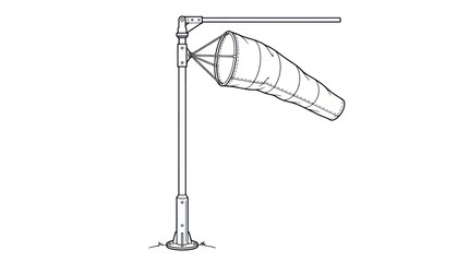 Obraz premium Airport windsock on metal pole line art illustration