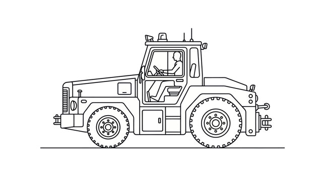 Airport pushback tractor coloring page line drawing.