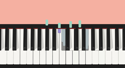 Fototapeta premium Piano Keyboard Vector Illustration with Highlighted Keys