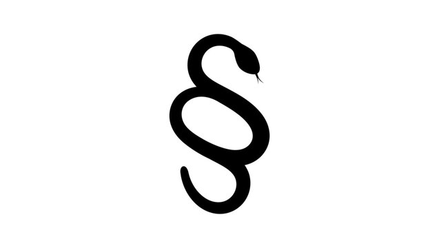 snake in Paragraph shape, black isolated silhouette
