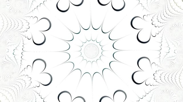 A complex geometric fractal continuously morphs through intricate patterns creating a mesmerizing visual journey of repeating shapes that unfold with seamless grace and mathematical elegance.