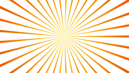 Obraz premium Vibrant orange and yellow sunburst rays radiating from center on white background, radial explosion
