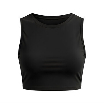 Black sleeveless women's top or crop top isolated
