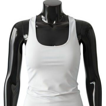 White sports crop top tank on female mannequin torso