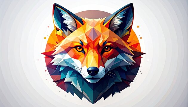 Geometric faceted fox face logo design. Polygonal low-poly art vector illustration for branding and modern identity.