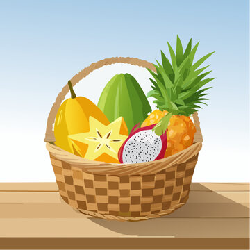 Tropischer Obstkorb mit Sternfr&uuml;chten