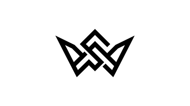 Abstract geometric black crown or monogram logo