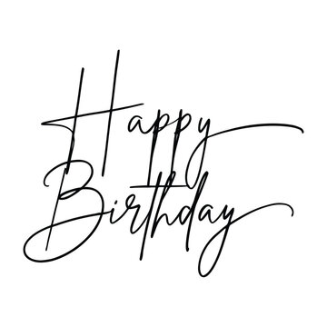 Calligraphic happy birthday lettering on a white background