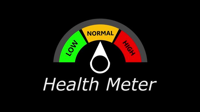 Animated  meter showing movement from low to high level, national security threat gauge animation for news graphics black background