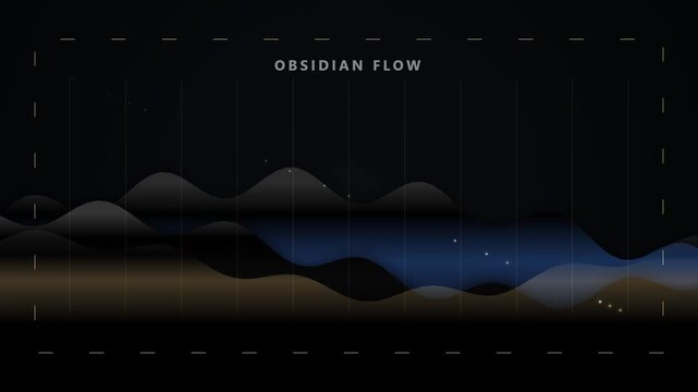 Abstract Data Visualization with Flowing Waves and Particles on Dark Background