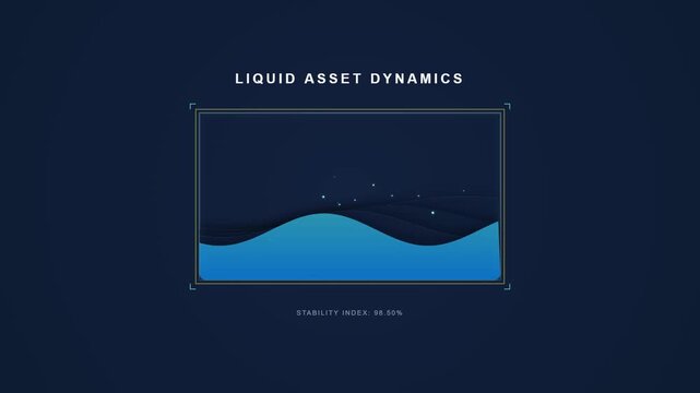 Abstract financial data visualization with liquid wave and stability index