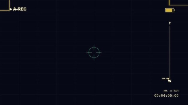Digital camera viewfinder zooming in with focus crosshair overlay