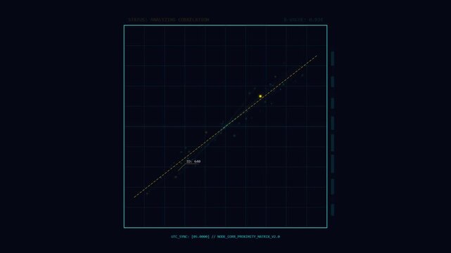 Digital data correlation interface showing statistical scatter plot matrix