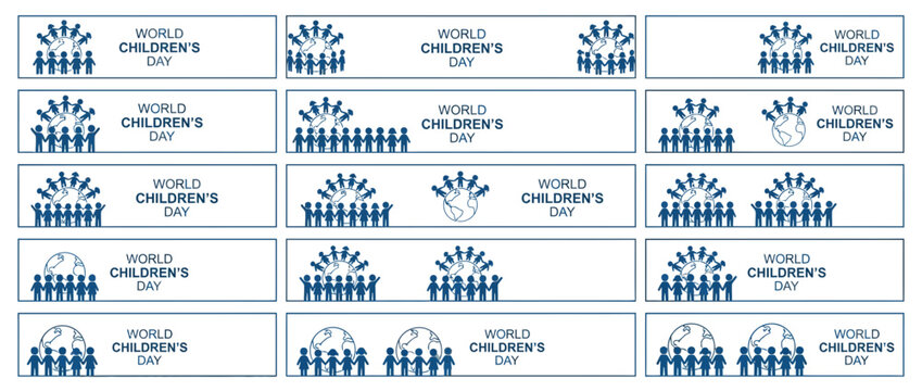 World Children's Day Banner Collection: Diverse Groups of Children Celebrating