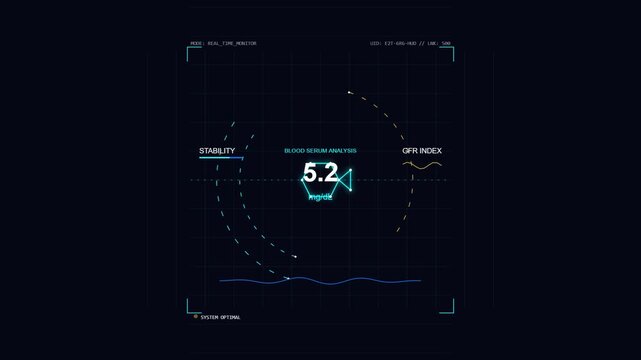 Digital blood serum analysis interface displaying real time medical data