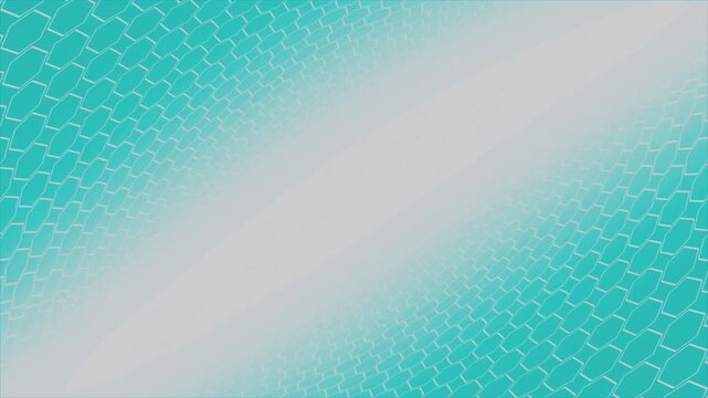 Seamless loop of a rotating turquoise hexagon grid perspective with a soft central white light, perfect for abstract technology backdrops and screensavers.
