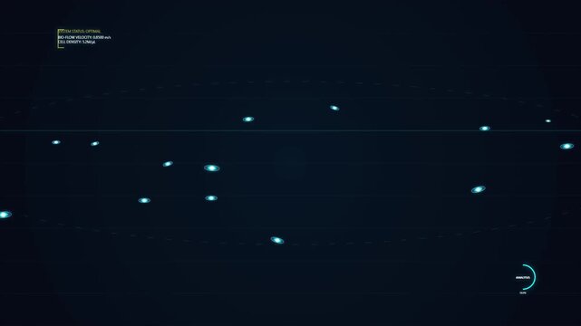 Digital interface showing bio-flow analysis of microscopic cell density