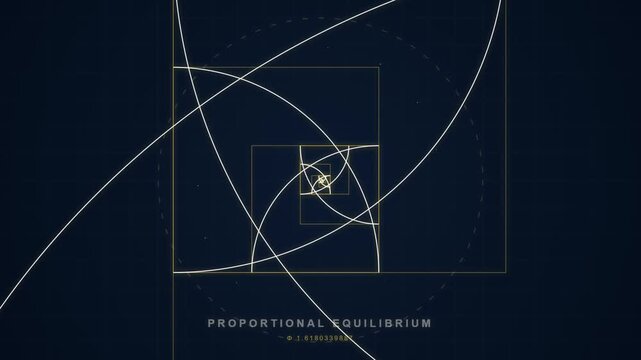 Golden Ratio spiral animation with mathematical geometric proportions