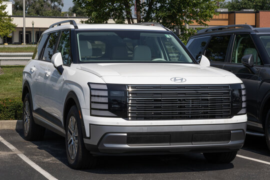 Hyundai Palisade Hybrid SEL Premium 8P AWD SUV display. Hyundai offers the Palisade with a 2.5L Turbo hybrid engine. MY:2026