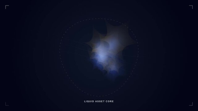 Abstract futuristic digital interface with glowing liquid core animation