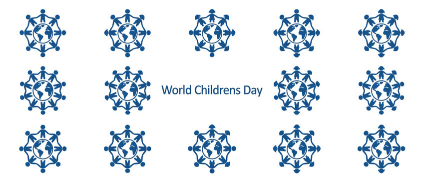 World Children's Day: Global Unity with Children Holding Hands Around Earth Icon