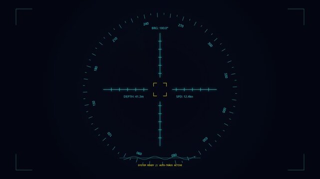 Digital HUD Interface Showing Submarine Sonar Tracking Data on Screen