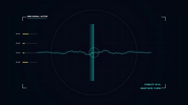Digital Medical Interface Displaying Real-Time EMG Signal Heart Rate Data