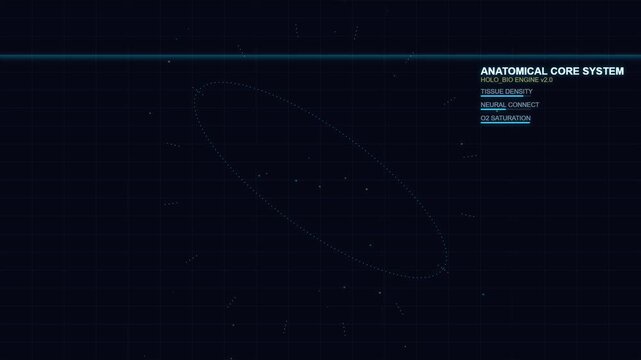 Futuristic anatomical core system interface with digital data analytics