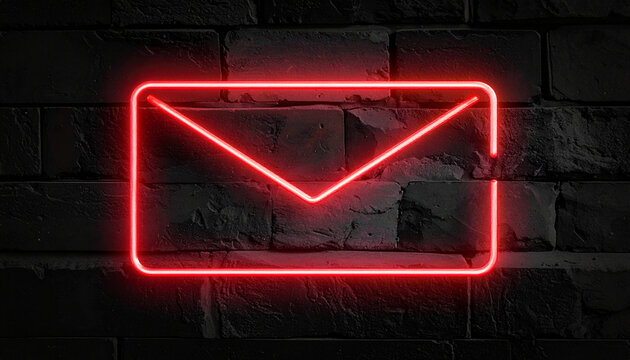 Neon envelope icon concept