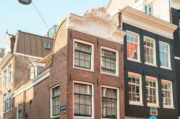 Obraz premium Traditional Dutch house facades in a city street