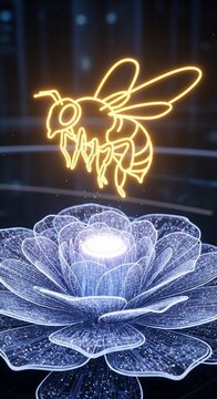 Neon bee flower illustration
